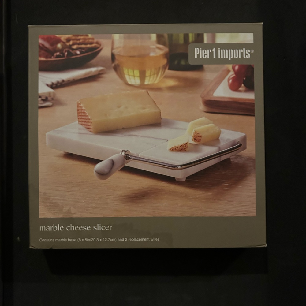 Pier 1 Marble Cheese Slicer - White and Gray
